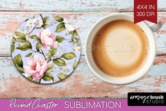 Spring Flowers Round Coaster - Floral Coaster PNG Product Image 1
