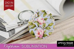 Spring Flowers Keychain PNG - Floral Keychain Sublimation Product Image 1