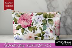 Spring Flowers Cosmetic Bag - Floral Makeup Bag PNG Product Image 1