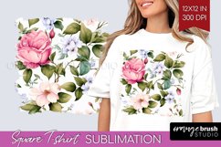 Spring Flowers Square Tshirt Background - Floral PNG Product Image 1