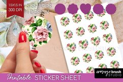 Spring Flowers Round Sticker - Floral Printable Sticker Product Image 1