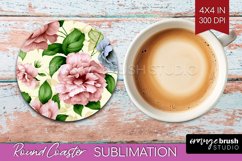 Spring Flowers Round Coaster - Floral Coaster PNG Product Image 1