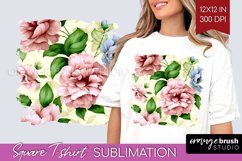 Spring Flowers Square Tshirt Background - Floral PNG Product Image 1