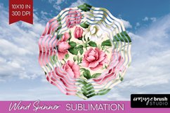 Spring Flowers Wind Spinner Sublimation PNG - Floral Round Product Image 1
