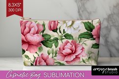 Spring Flowers Cosmetic Bag - Floral Makeup Bag PNG Product Image 1
