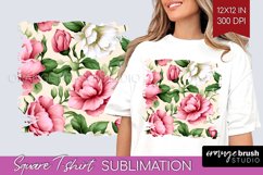Spring Flowers Square Tshirt Background - Floral PNG Product Image 1