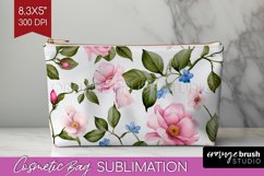 Spring Flowers Cosmetic Bag - Floral Makeup Bag PNG Product Image 1