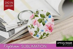 Spring Flowers Keychain PNG - Floral Keychain Sublimation Product Image 1
