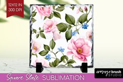 Spring Flowers Slate PNG - Floral Square Slate Sublimation Product Image 1
