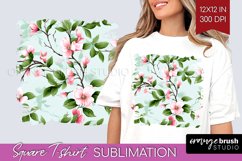 Spring Flowers Square Tshirt Background - Floral PNG Product Image 1