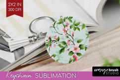 Spring Flowers Keychain PNG - Floral Keychain Sublimation Product Image 1