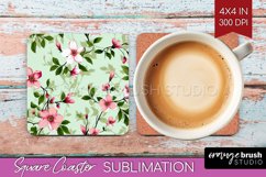 Spring Flowers Square Coaster - Floral Coaster PNG Product Image 1
