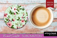 Spring Flowers Round Coaster - Floral Coaster PNG Product Image 1