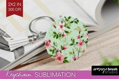 Spring Flowers Keychain PNG - Floral Keychain Sublimation Product Image 1