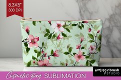 Spring Flowers Cosmetic Bag - Floral Makeup Bag PNG Product Image 1