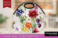 Spring Flowers Lunch Bag - Floral Lunch Bug PNG Sublimation Product Image 1