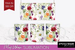 Spring Flowers Mug Wrap - Floral Mug PNG Sublimation Product Image 1