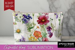 Spring Flowers Cosmetic Bag - Floral Makeup Bag PNG Product Image 1