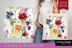 Spring Flowers Tote Bag - Floral Tote Bag PNG Sublimation Product Image 1