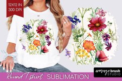 Spring Flowers Round Tshirt Background - Floral PNG Product Image 1