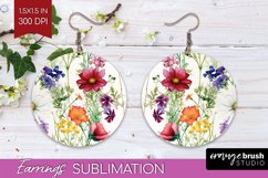 Spring Flowers Round Earrings - Floral PNG Sublimation Product Image 1