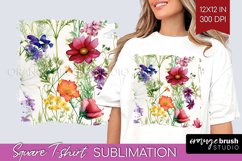 Spring Flowers Square Tshirt Background - Floral PNG Product Image 1