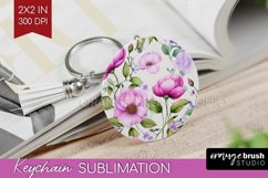 Spring Flowers Keychain PNG - Floral Keychain Sublimation Product Image 1