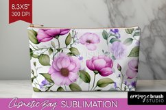 Spring Flowers Cosmetic Bag - Floral Makeup Bag PNG Product Image 1