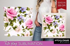 Spring Flowers Tote Bag - Floral Tote Bag PNG Sublimation Product Image 1
