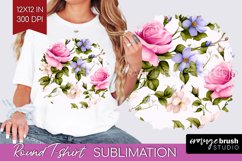 Spring Flowers Round Tshirt Background - Floral PNG Product Image 1