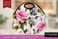 Spring Flowers Lunch Bag - Floral Lunch Bug PNG Sublimation Product Image 1