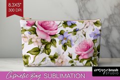 Spring Flowers Cosmetic Bag - Floral Makeup Bag PNG Product Image 1