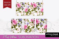 Spring Flowers Mug Wrap - Floral Mug PNG Sublimation Product Image 1
