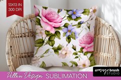 Spring Flowers Pillow Sublimation - Floral Pillow Cover PNG Product Image 1