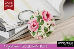 Spring Flowers Keychain PNG - Floral Keychain Sublimation Product Image 1