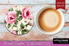 Spring Flowers Round Coaster - Floral Coaster PNG Product Image 1