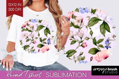 Spring Flowers Round Tshirt Background - Floral PNG Product Image 1
