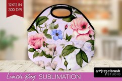Spring Flowers Lunch Bag - Floral Lunch Bug PNG Sublimation Product Image 1