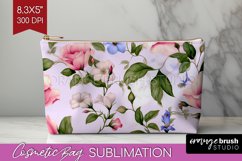 Spring Flowers Cosmetic Bag - Floral Makeup Bag PNG Product Image 1