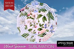 Spring Flowers Wind Spinner Sublimation PNG - Floral Round Product Image 1