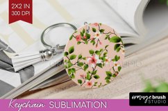 Spring Flowers Keychain PNG - Floral Keychain Sublimation Product Image 1