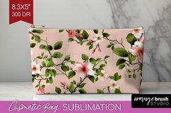 Spring Flowers Cosmetic Bag - Floral Makeup Bag PNG Product Image 1