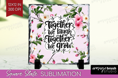 Family Quote Slate PNG - Floral Square Slate Sublimation Product Image 1