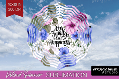 Family Quote Wind Spinner Sublimation PNG - Floral Round Product Image 1