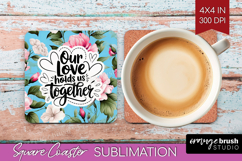 Family Quote Square Coaster - Floral Coaster PNG Sublimation Product Image 1
