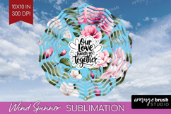 Family Quote Wind Spinner Sublimation PNG - Floral Round Product Image 1