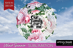 Family Quote Wind Spinner Sublimation PNG - Floral Round Product Image 1