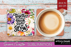 Family Quote Square Coaster - Floral Coaster PNG Sublimation Product Image 1