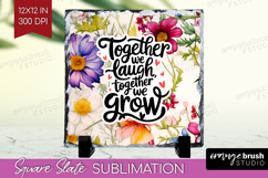 Family Quote Slate PNG - Floral Square Slate Sublimation Product Image 1