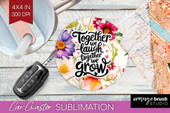 Family Quote Car Coaster - Floral Coaster PNG Sublimation Product Image 1